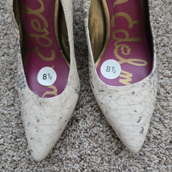 Sam Eldeman Snake Print Platform Womens Heels Size 8.5 Leather - Picture 5 of 13